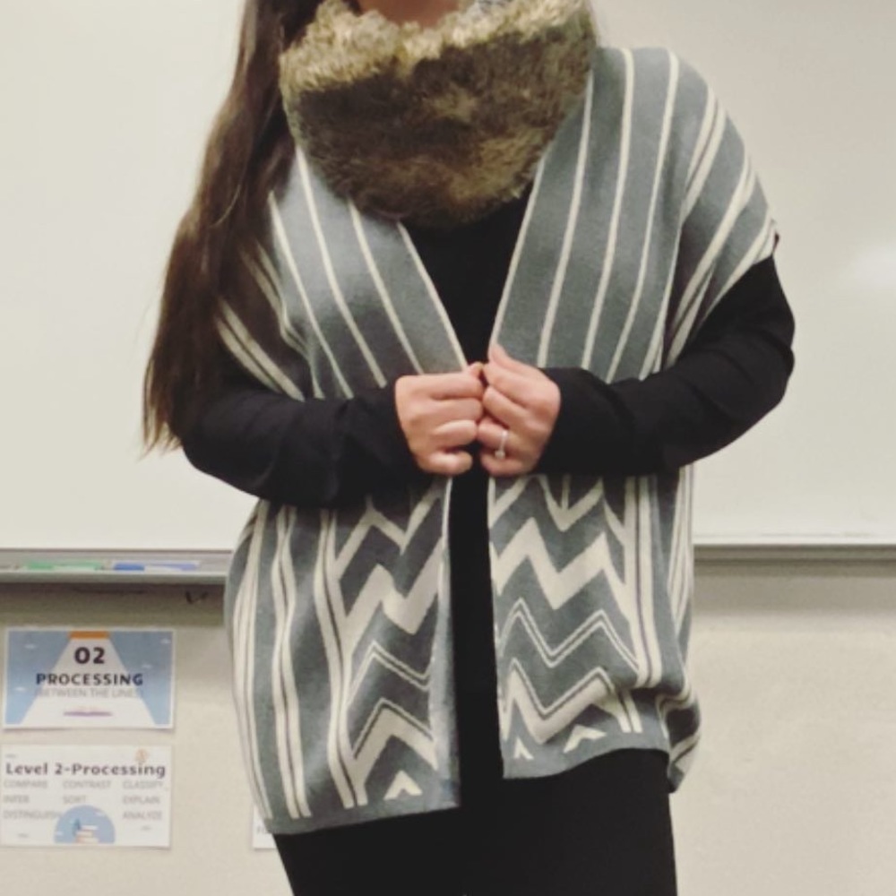 Loft Chevron & Stripes Wrap Sweater
